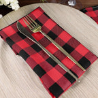 5 Pack Polyester 15"x15" Napkins Black/Red Buffalo Plaid Gingham Style Cloth Napkins