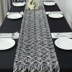 Polyester 12"x108" Table Runner Metallic Silver Disposable Non-Woven Fiber Roll - Stylish & Chic Table Decor