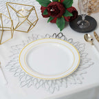 6-Pack Dining Table Mats Floral Design Silver - Metallic Vinyl Round Non-Slip Mats for Tables 15"