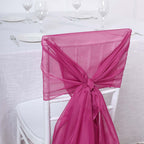 5 Pack Chiffon Chair Sashes Fuchsia - Soft & Lightweight Designer Chair Bows 22"x78"