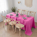 Polyester 90"x132" Rectangle Tablecloth Fuchsia - Seamless Wrinkle-Resistant Table Cover