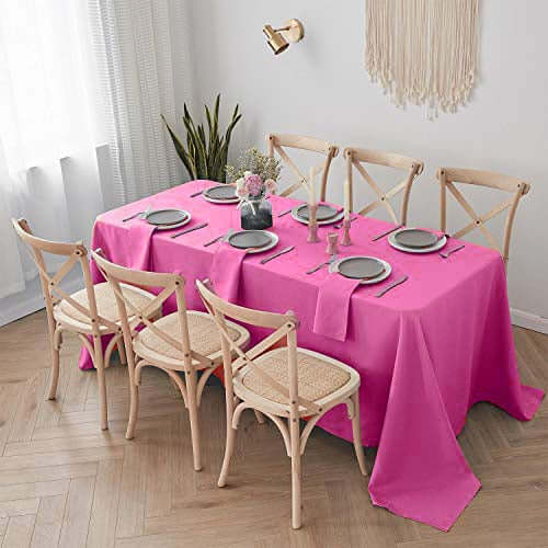 Polyester 90"x132" Rectangle Tablecloth Fuchsia - Seamless Wrinkle-Resistant Table Cover