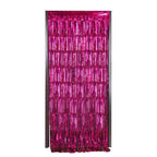 8ft Fuchsia Metallic Tinsel Foil Fringe Doorway Curtain Party Backdrop