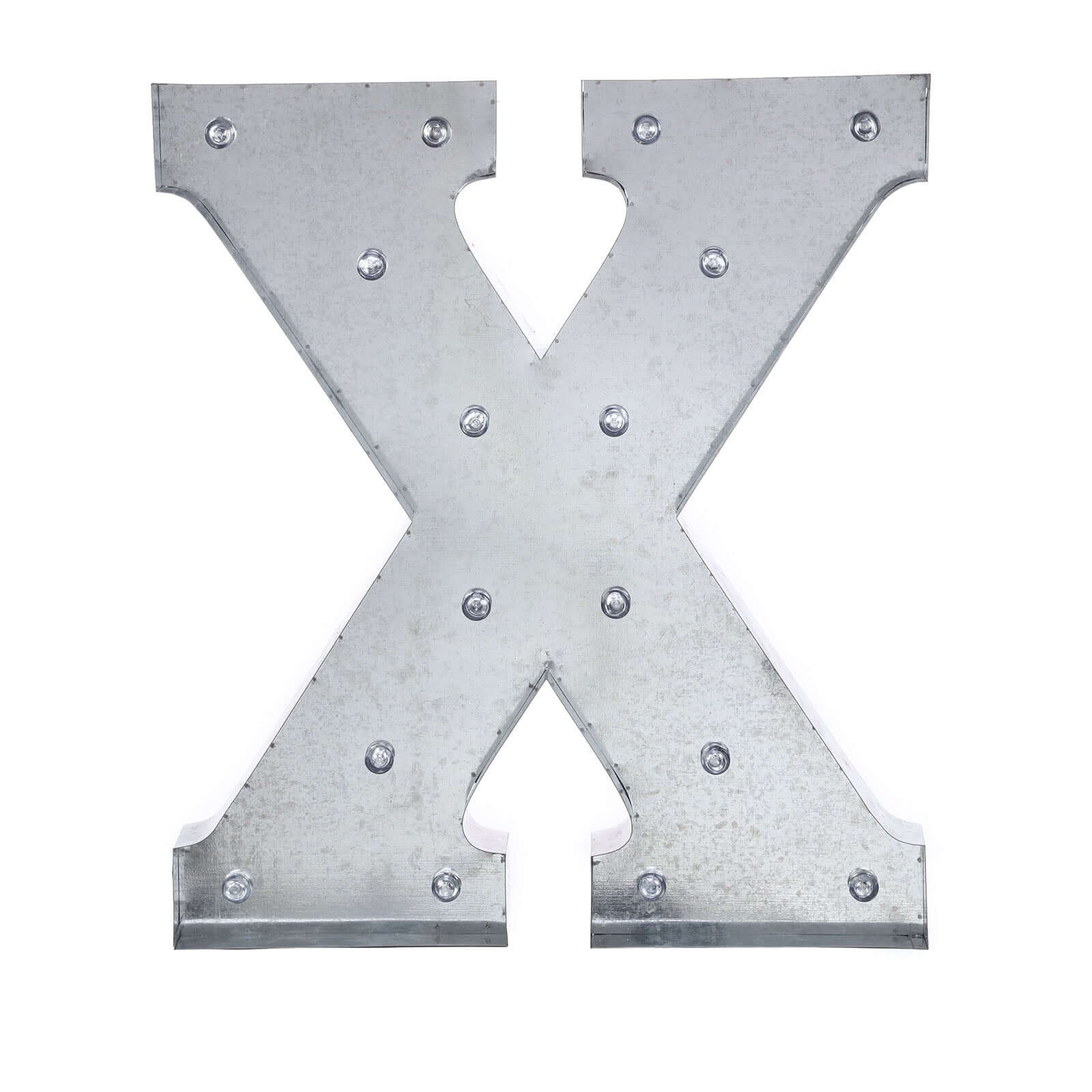 20" Vintage Galvanized Metal Marquee Letter Lights Cordless With 16 Warm White LED