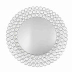 Wired Metal Round Charger Plate 14" in SIlver with Acrylic Crystal Beads, Glamorous Decorative Dinner Charger Tableware