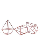 Set of Metal Candle Holders Linked Geometric Design Rose Gold - Modern Votive Glass Decor for Tables & Gatherings 16"