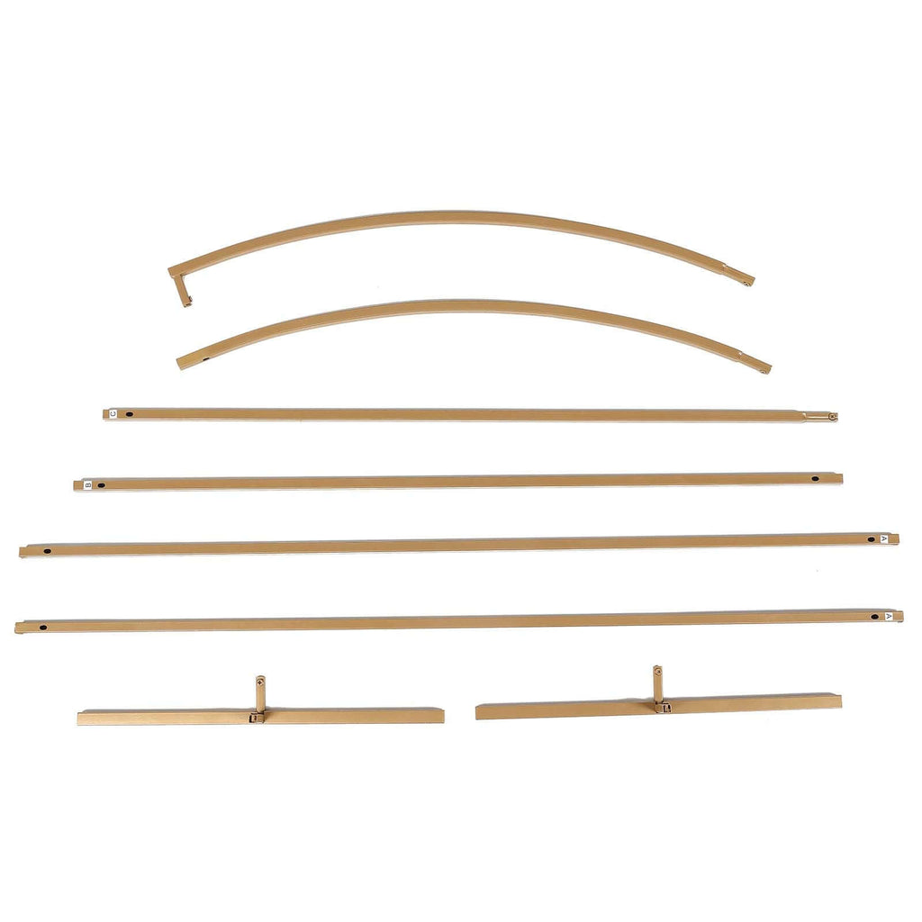 7ft Gold Metal Half Moon Floral Frame Wedding Arbor Stand, Chiara Backdrop Display Arch