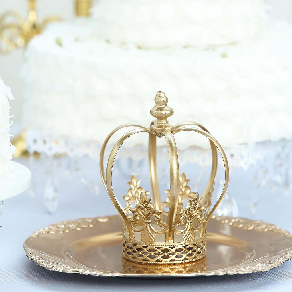 Metal Royal Crown Cake Topper Gold for Glamorous Events & Special Occasions 8"