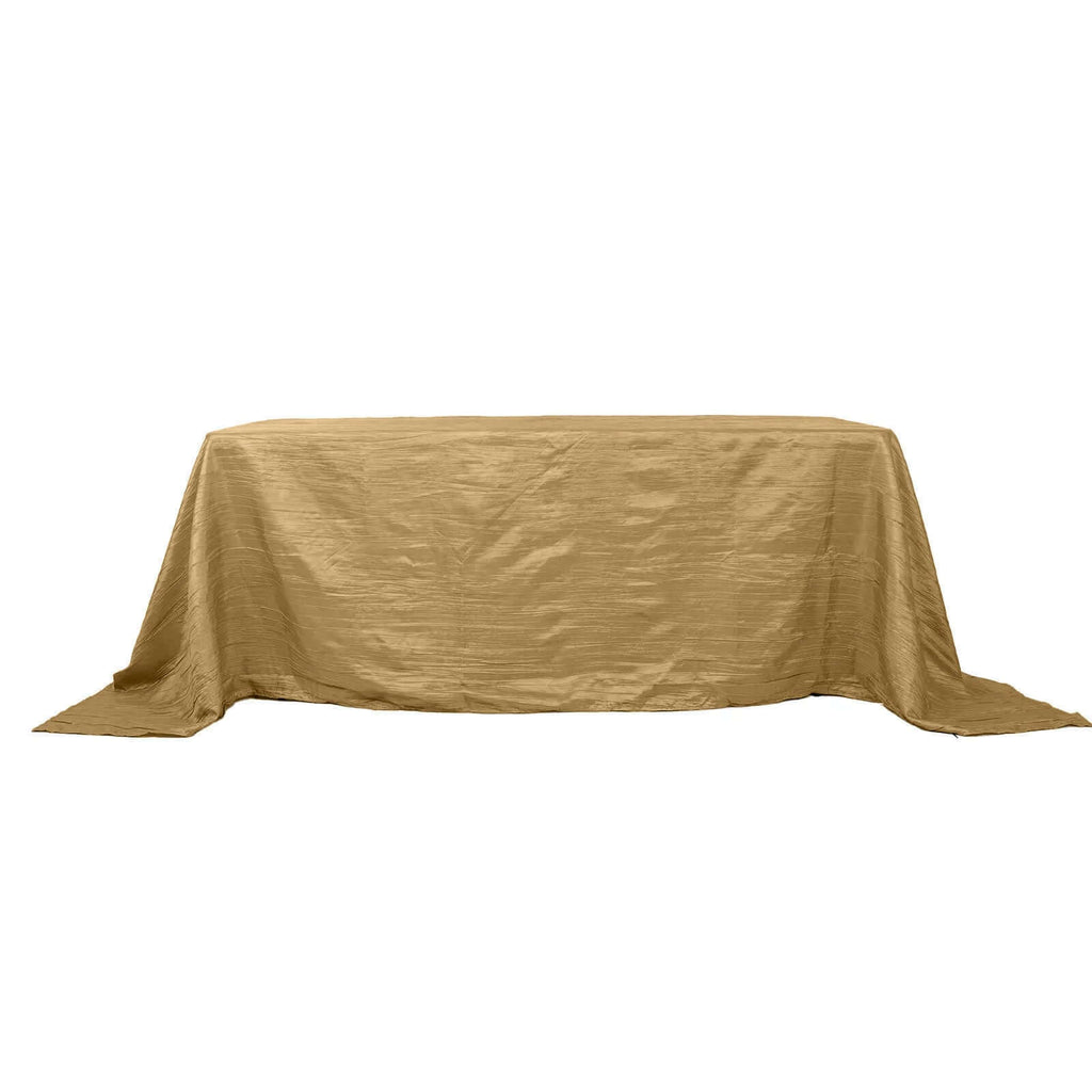 Taffeta 90"x132" Rectangle Tablecloth Gold - Seamless Accordion Crinkle Design for Sophisticated Gatherings