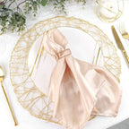 6-Pack Table Placemats Woven Fiber Design Gold Round - Disposable Mats for Dining and Events 15"