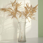2-Pack Artificial Metallic Bamboo Leaf Branches Gold - Shiny Faux Plant Stems Vase Filler Floral Arrangement Centerpiece Decor 33"