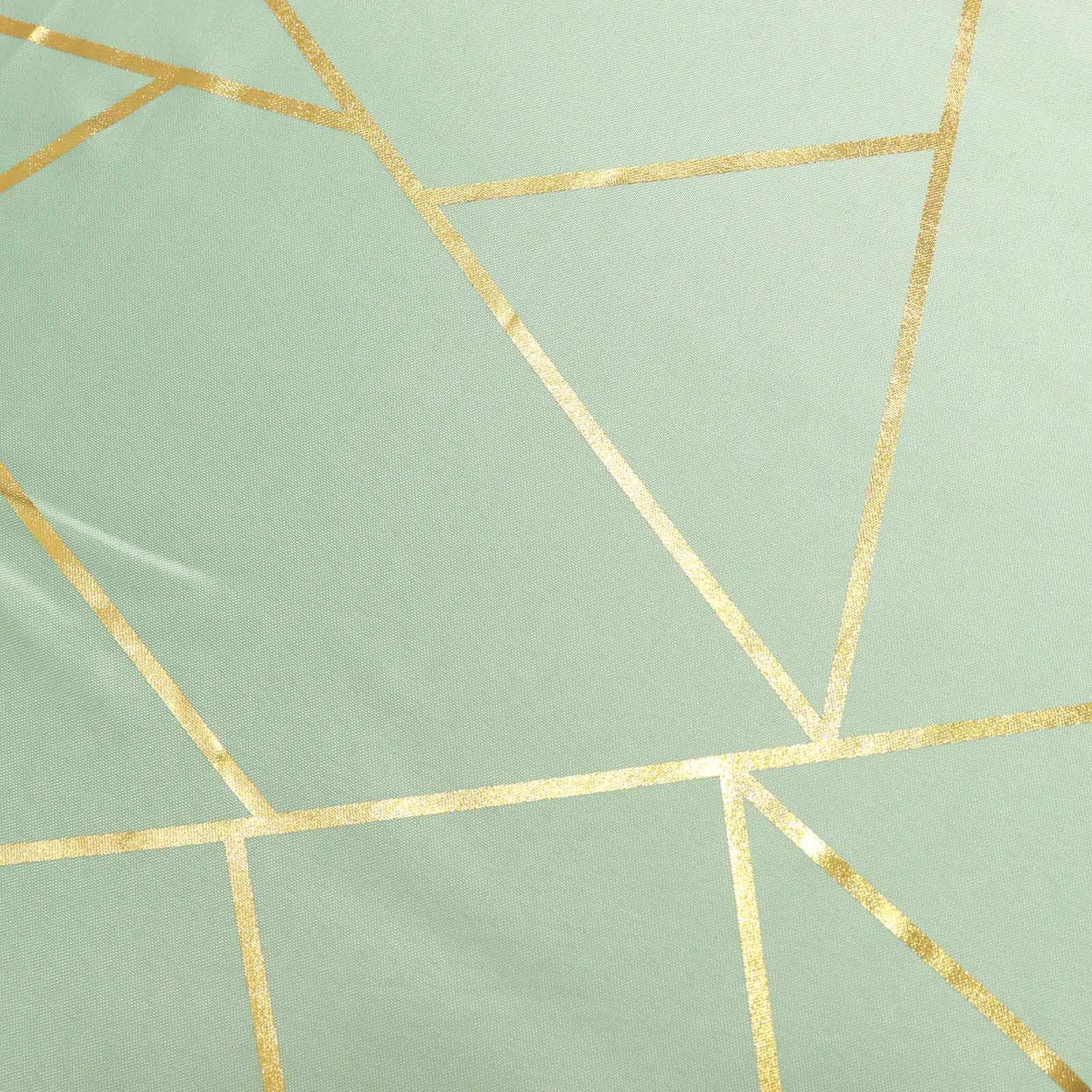 Polyester 90"x156" Rectangle Tablecloth Sage Green Seamless with Gold Foil Geometric Pattern - Wrinkle-Resistant Seamless Table Cover for Sophisticated Events