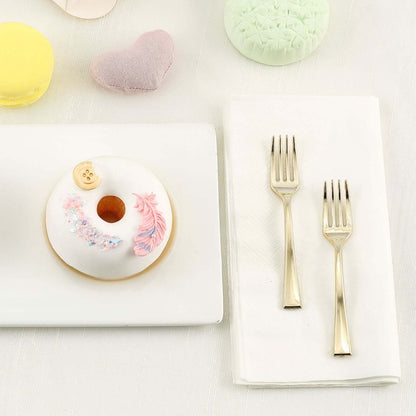 24-Pack Plastic Mini Dessert Forks Gold - Heavy Duty Disposable Appetizer Forks 4"