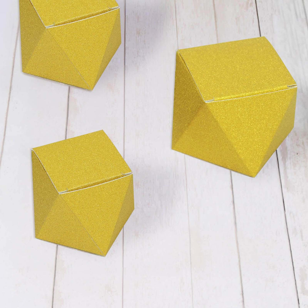 25 Pack 3"x4" DIY Gold Glittered Geometric Wedding Favor Gift Box