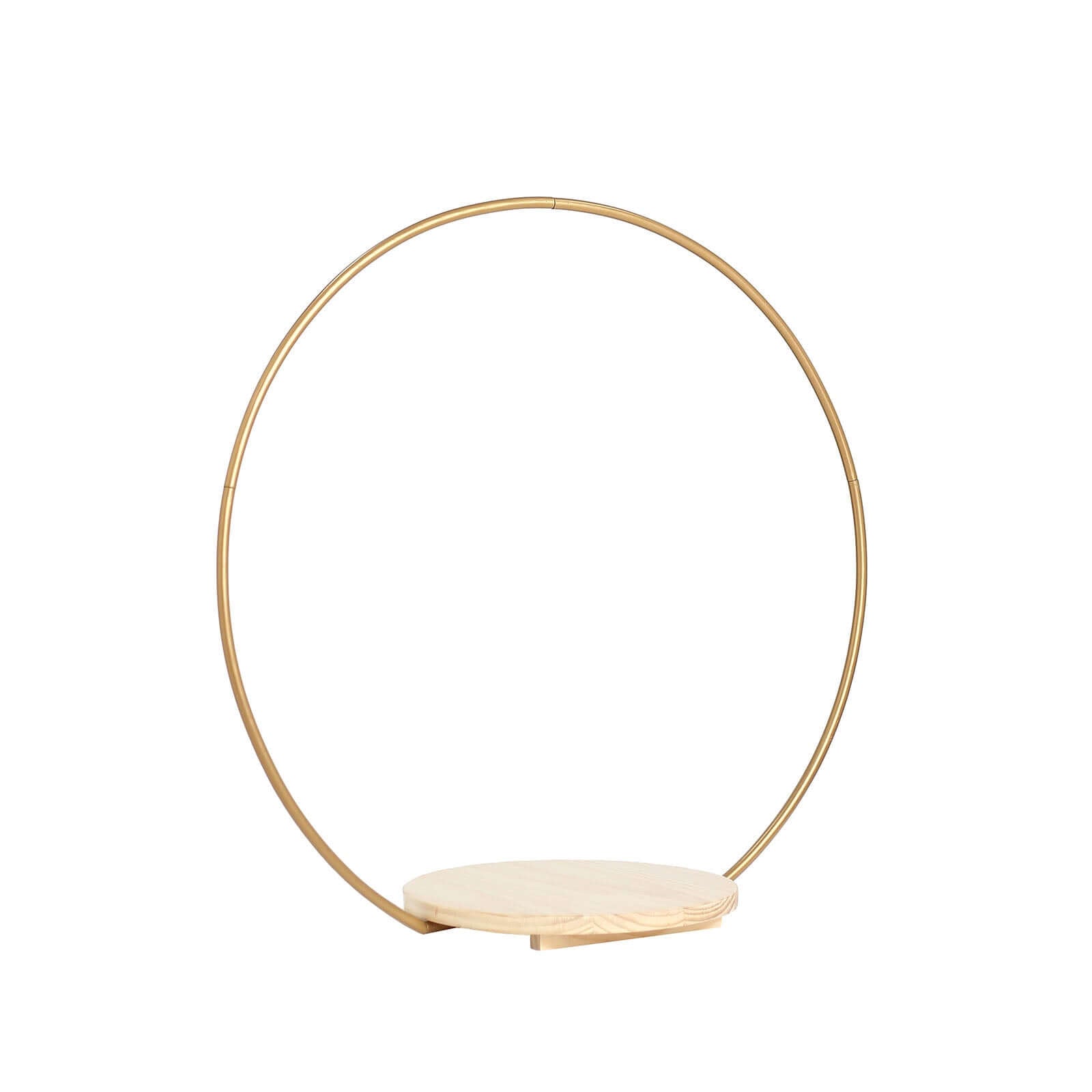 Metal Round Floral Hoop Cake Stand Gold - Chic Geometric Dessert Display DIY Centerpiece Table Decoration With Wooden Base 33"