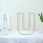 8" Tall Gold Freestanding 3D Decorative Wire Letter, Wedding Centerpiece - U