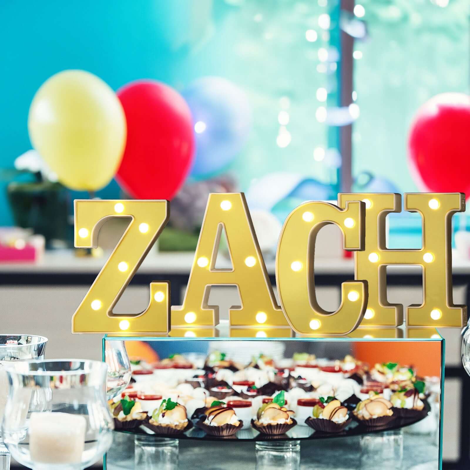 3D Marquee Letter "Z" Warm White 7 LED Lights Gold - Chic Light-Up Decor for Events 6"