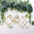 2-Pack Metal Flower Stands Gold Geometric Wedding Centerpieces Square Frame - Compact Design 8"