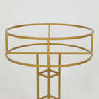 Metal Wedding Centerpiece Open Frame Design Gold - Grand Halo Top Floral Riser Pedestal 46"