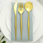 24-Pack Plastic Flatware Set in Gold - Heavy Duty Disposable Modern Silverware 8"