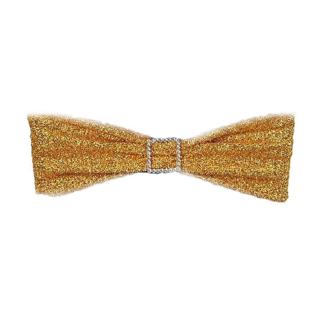 5 Pack Metallic Shimmer Tinsel Spandex Chair Sashes Gold - Durable and Reusable Stretch Chair Bands for Dazzling Event & Party Decor