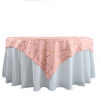 Polyester 54"x54" Table Overlay Square Tablecloth Dusty Rose with Gold Foil Geometric Pattern - Wrinkle-Resistant & Durable Table Topper