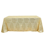 Sequin 90"x132" Rectangle Tablecloth Gold - Seamless Diamond Design for Upscale Events