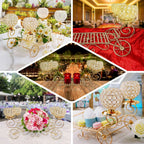 Candle Holder 4-Arm Gold Metal Crystal Cinderella Carriage Wedding Centerpiece - Decorative Display 18"