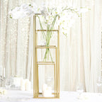 Set of 4 Metal Flower Stands Frame Wedding Column Centerpieces Matte Gold - Durable Display 16"/24"/32"/40"