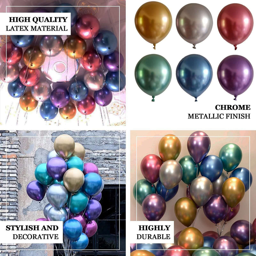 5 Pack 18" Metallic Chrome Green Latex Helium or Air Party Balloons