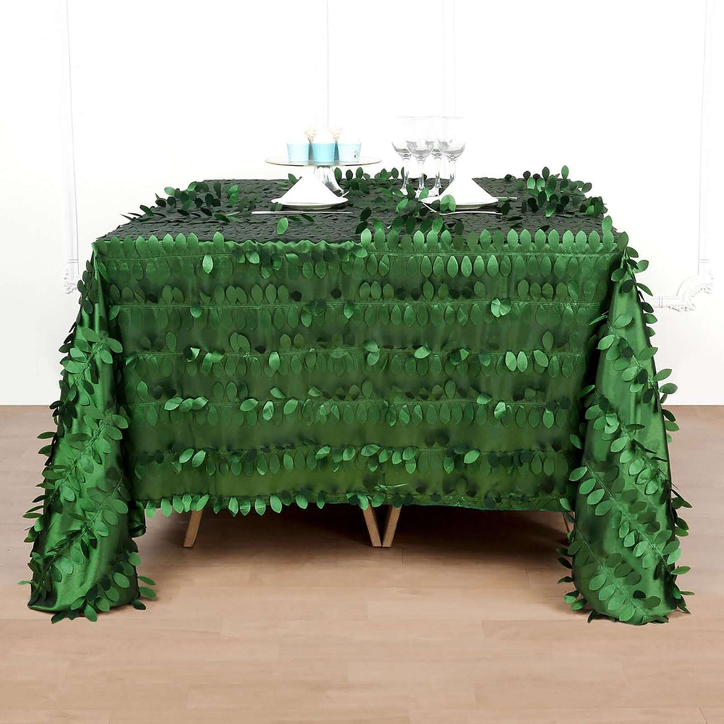 Taffeta 90"x90" Table Overlay Square Tablecloth Green - Leaf Petal Design for Stylish Celebrations