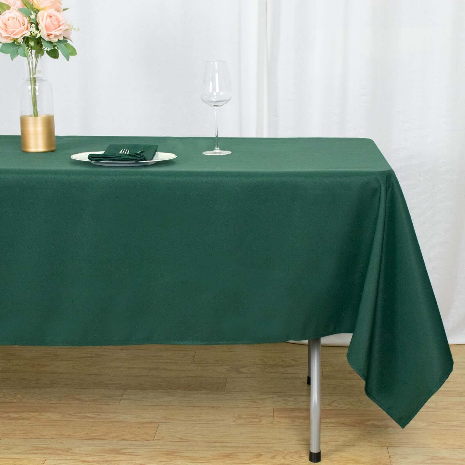 Premium Polyester 60"x102" Rectangle Tablecloth Hunter Emerald Green - Durable 220GSM Wrinkle-Resistant Table Cover