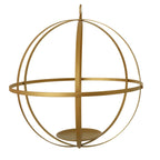 Hanging Sphere Candle Holder Gold Wrought Iron Open Frame Floral Display - Centerpiece Ball 12"