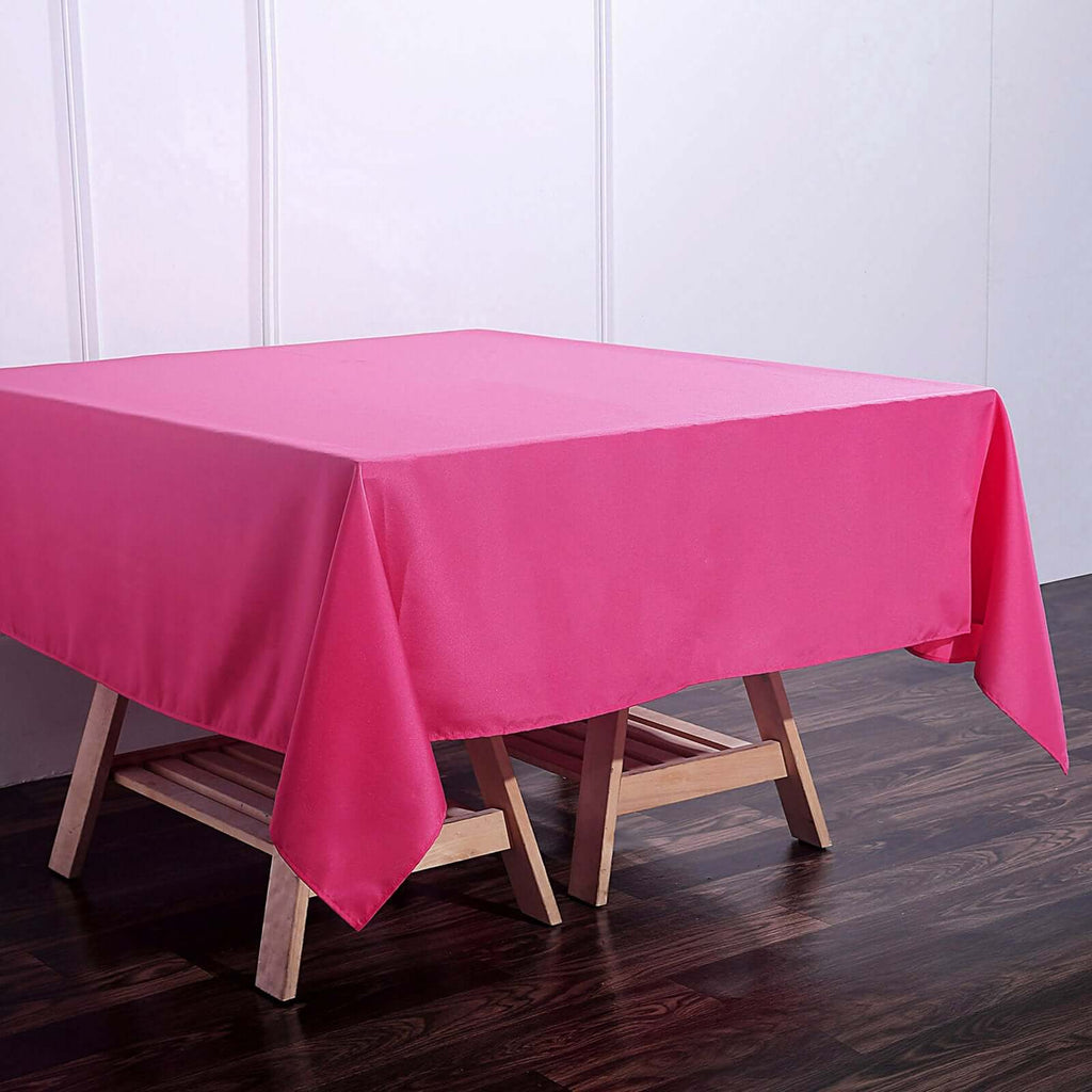 Polyester Square 70"x70" Tablecloth Fuchsia - Wrinkle-Resistant & Durable Table Cover