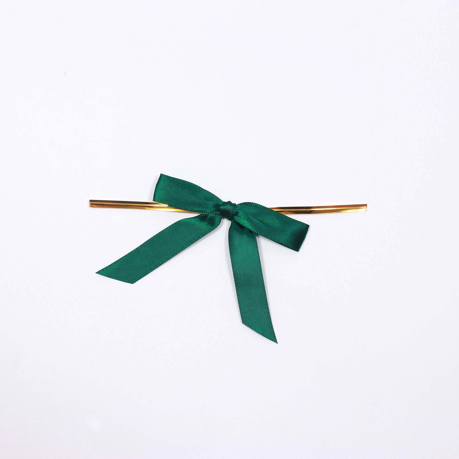 50 Pcs 3" Satin Ribbon Bows With Twist Ties, Gift Basket Party Favor Bags Decor - Hunter Emerald Green Classic Style