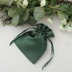 12 Pack 5"x7" Hunter Emerald Green Satin Wedding Party Favor Bags, Drawstring Pouch Gift Bags
