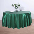 Satin 120" Round Tablecloth Hunter Emerald Green - Stylish Seamless Table Cover