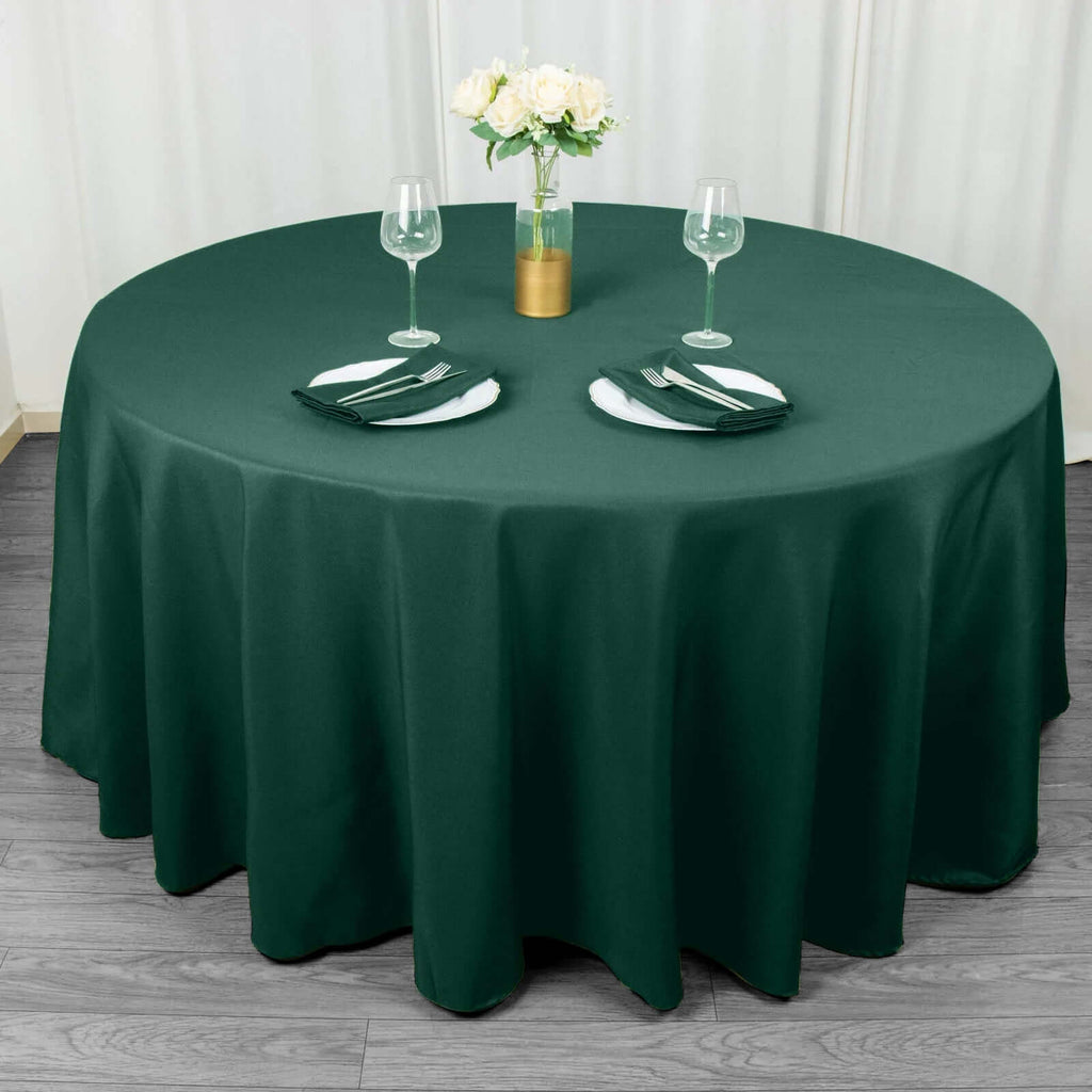 Premium Polyester 120" Round Tablecloth Hunter Emerald Green - Seamless 220GSM Wrinkle-Resistant Table Cover