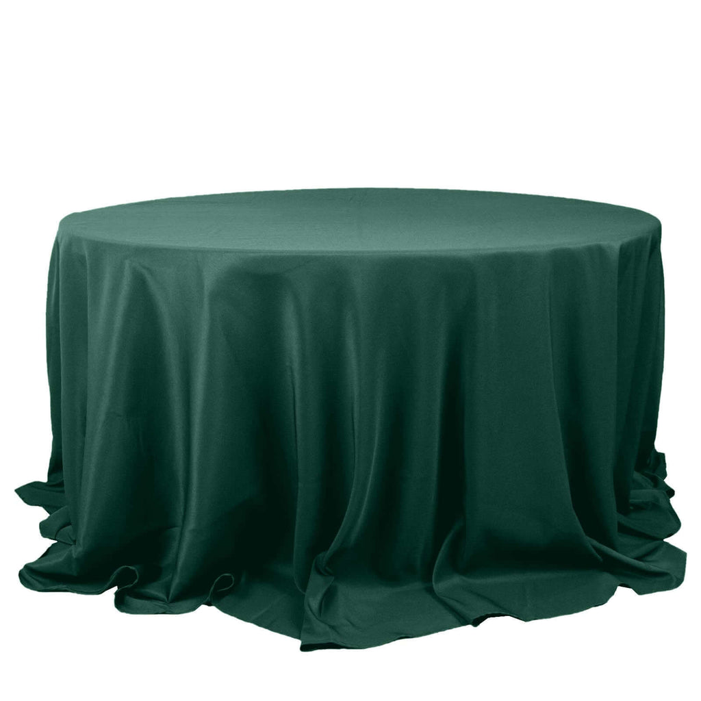 Premium Polyester 132" Round Tablecloth Hunter Emerald Green - Seamless 220GSM Wrinkle-Resistant Table Cover
