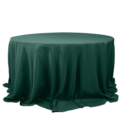 Premium Polyester 132" Round Tablecloth Hunter Emerald Green - Seamless 220GSM Wrinkle-Resistant Table Cover