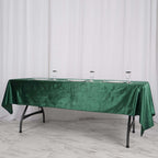 Premium Velvet 60"x102" Rectangle Tablecloth Hunter Emerald Green - Reusable & Soft Table Cover