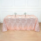 Sequin 90"x132" Rectangle Tablecloth Rose Gold - Seamless Diamond Table Cover