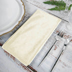 5 Pack Premium Velvet 20"x20" Napkins Ivory - Soft Sheen Finish Cloth Napkins
