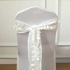 Taffeta Ribbon Sash with 4" Leaf Petal Design Ivory 50ft - Sophisticated Artificial Fabric Garland