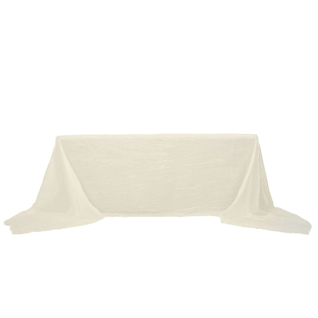 Taffeta 90"x156" Rectangle Tablecloth Ivory - Accordion Crinkle Seamless Table Cover
