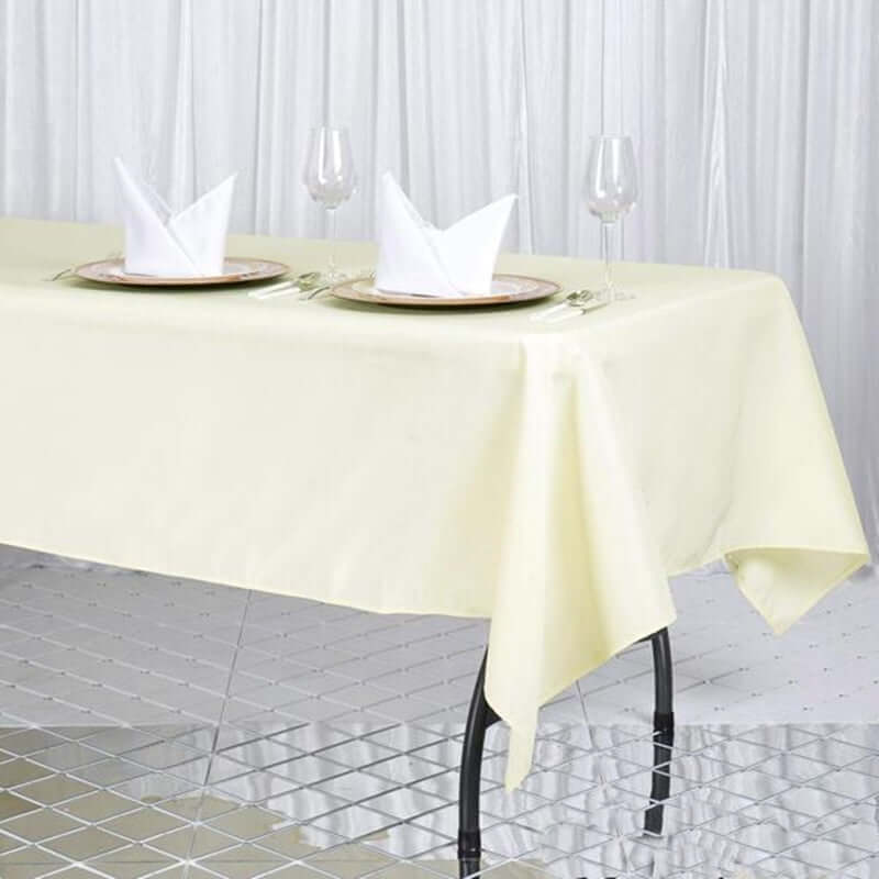 Premium Polyester 60"x102" Rectangle Tablecloth Ivory - Durable 220GSM Wrinkle-Resistant Table Cover