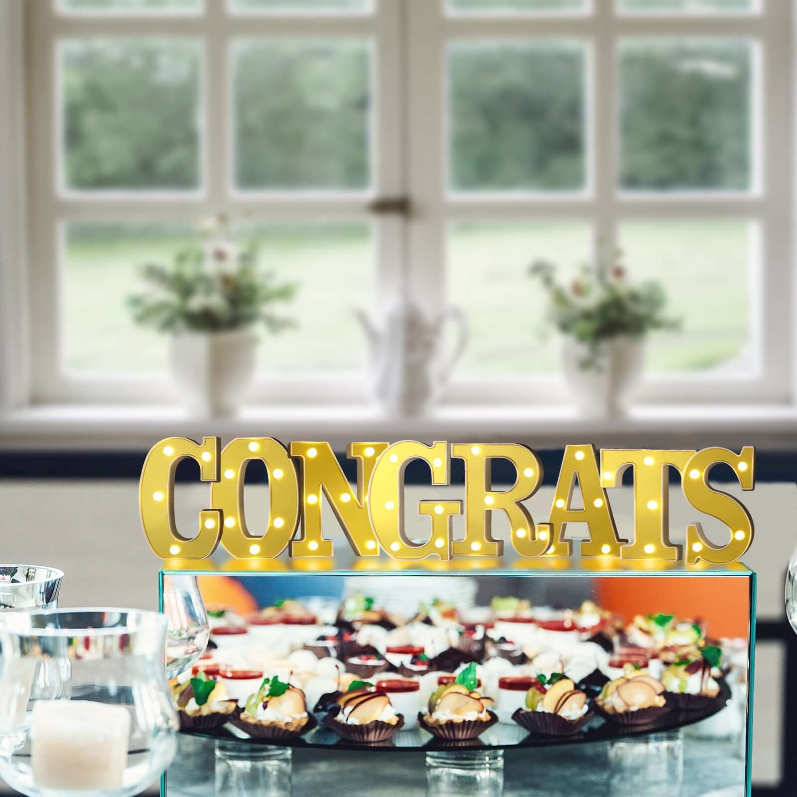 3D Marquee Letter "C" Warm White 5 LED Lights Gold - Chic Light-Up Decor for Events 6"