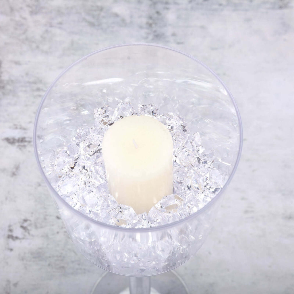 4-Pack Plastic Flower Vases Cylinder Wine Cup Design Clear - Fillable Long Stem Floral Centerpieces 18"