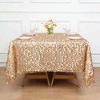 Sequin 72"x72" Table Overlay Square Tablecloth Matte Champagne - Big Payette Table Cover