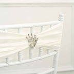 Rhinestone Metal Crown Sash Band Buckle Silver - Glittering Tiara Accent 2"